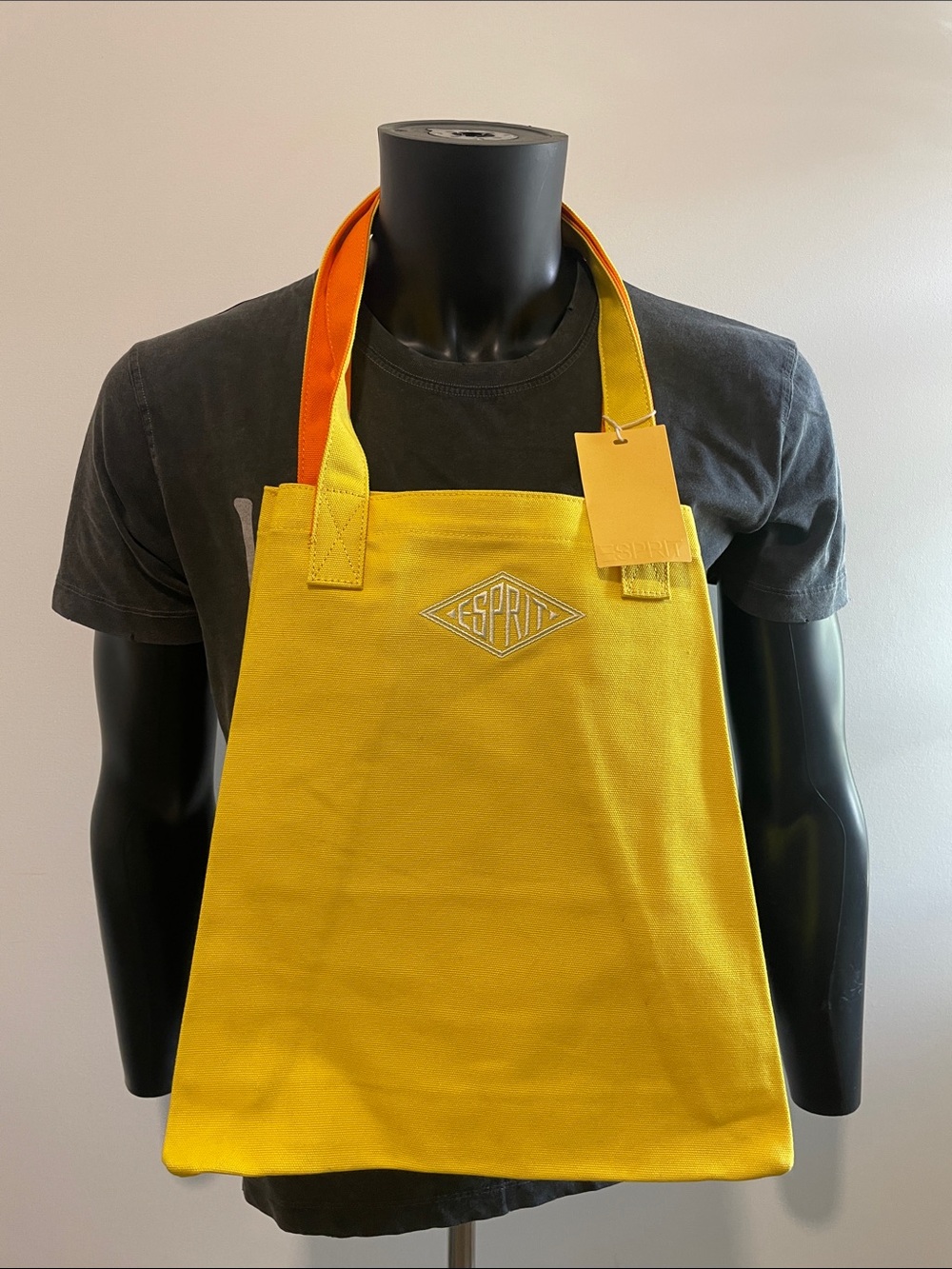 Esprit Yellow Canvas Tote with Orange Straps